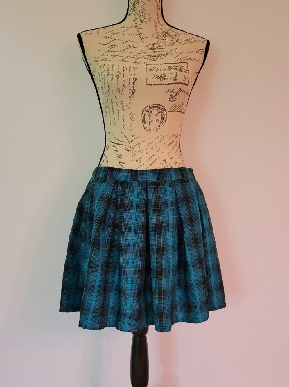 Hot Topic Blue Black Plaid Skater Skirt